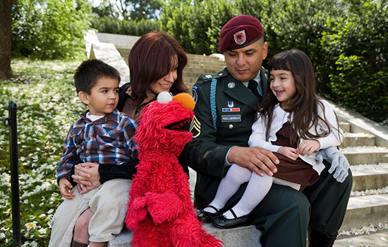 Elmo with a military family 550px